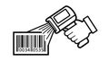 Handheld barcode scanner reading a barcode label for inventory management Royalty Free Stock Photo