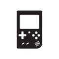 Handheld game console black icon vector design illustration
