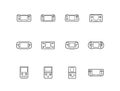 Handheld Game Console Icon Set In Outline Style