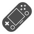 Handheld game console solid icon. Portable game pad vector illustration isolated on white. Gaming glyph style design