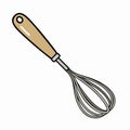 Handheld Kitchen Whisk Illustration with Wooden Handle Royalty Free Stock Photo