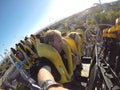 Handheld roller coaster ride with friends Royalty Free Stock Photo