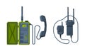 Handheld Transceiver or Walkie-talkie as Portable Radio Device with Antenna Vector Set