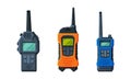 Handheld Transceiver or Walkie-talkie as Portable Radio Device with Antenna Vector Set