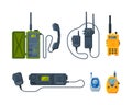 Handheld Transceiver or Walkie-talkie as Portable Radio Device with Antenna Vector Set