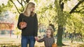 Handheld view of mother and daughter in actively spending time