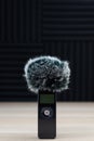 Handheld zoom microphone audio recorder wind screen Royalty Free Stock Photo