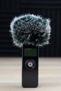 Handheld zoom microphone audio recorder wind screen Royalty Free Stock Photo