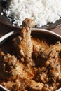 Handi Murg curry with rice from India