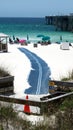 Handicap access mat by a pier on the beach Royalty Free Stock Photo