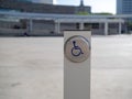 Handicap accessibility door button on a post Royalty Free Stock Photo