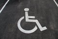 Handicap icon. Parking lot with handicap sign and symbol. Empty handicapped reserved parking space with wheelchair symbol. Disable Royalty Free Stock Photo