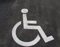 Handicap icon. Parking lot with handicap sign and symbol. Empty handicapped reserved parking space with wheelchair symbol. Disable Royalty Free Stock Photo