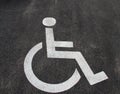 Handicap icon. Parking lot with handicap sign and symbol. Empty handicapped reserved parking space with wheelchair symbol. Disable