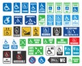 Handicap labels and signs, disabled people icons and stickers Royalty Free Stock Photo