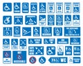 Handicap signs, wc and parking icons, disabled people Royalty Free Stock Photo