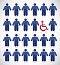 Handicap in the middle of a set of people Royalty Free Stock Photo