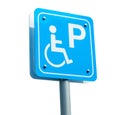 Handicap parking sign on isolated white background Royalty Free Stock Photo