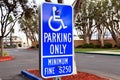 Handicap Parking sign â Minimum Fine $250 Royalty Free Stock Photo