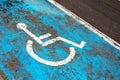 Handicap parking sign painted on road on parking space for disabled or handicapped people Royalty Free Stock Photo