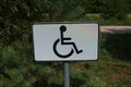 A handicap parking sing in a park Royalty Free Stock Photo
