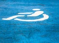 Only handicap parking space sign painted on the ground with white paint Royalty Free Stock Photo