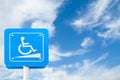 Handicap parking traffic sign on blue sky background.clipping pa Royalty Free Stock Photo