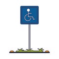Handicap parking zone road sign blue lines Royalty Free Stock Photo