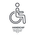 Handicap person editable stroke outline icon isolated on white background vector illustration. Pixel perfect. 64 x 64