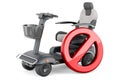 Handicap scooter with forbidden symbol. 3D rendering