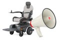 Handicap scooter with megaphone. 3D rendering