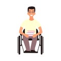 Handicap student sit in whilechair. Disabled teen. Royalty Free Stock Photo