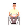 Handicap student sit in whilechair. Royalty Free Stock Photo