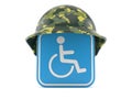 Handicap symbol with military helmet