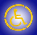 Handicap yellow parking sign on asphalt, persons with disabilities Royalty Free Stock Photo