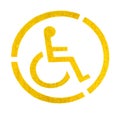 Handicap yellow parking sign on asphalt, persons with disabilities Royalty Free Stock Photo