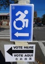 Handicapped access sign at the voting site in New York