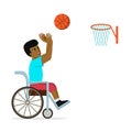 Handicapped African American basketball player in wheelchair throwing a ball Royalty Free Stock Photo