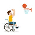 Handicapped basketball player in wheelchair throwing a ball Royalty Free Stock Photo