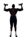 handicapped body builders building weights man with legs prosthesis silhouette Royalty Free Stock Photo