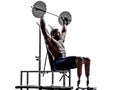 handicapped body builders building weights man with legs prosthesis silhouette