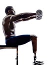 handicapped body builders building weights man with legs prosthesis silhouette