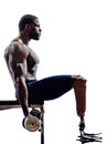 handicapped body builders building weights man with legs prosthesis silhouette Royalty Free Stock Photo