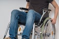 Handicapped disabled man sitting on wheelchair