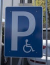 Handicapped or disabled parking space traffic sign Royalty Free Stock Photo