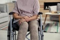 Handicapped elderly woman at nursing home, closeup
