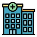 Handicapped hospital building icon color outline vector