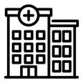 Handicapped hospital building icon, outline style