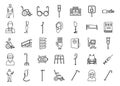 Handicapped hospital icons set, outline style