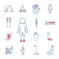 Handicapped line style icon set vector design